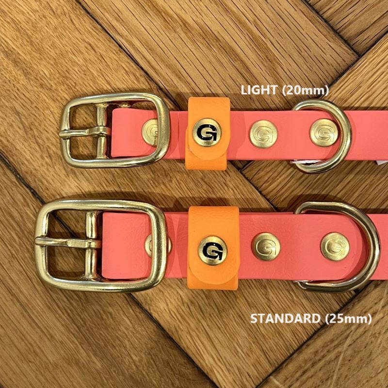 Größenvergleich Biothane Halsband light standard