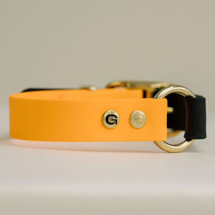 Handgefertigtes Biothane Hundehalsband in Orange - Schwarz