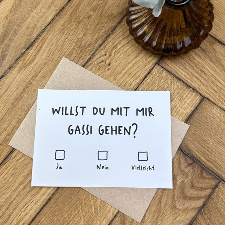 Postkarte fuer Hundehalter willst du mit mir gassi gehen