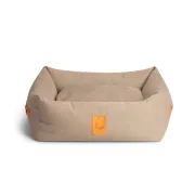 Hundebett Classic Nest mit Lederdetails- Taupe